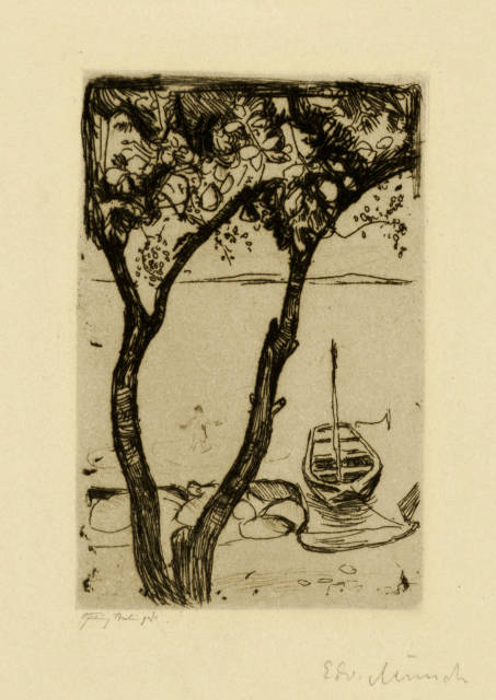 Edvard Munch : Landschaft mit einem Boot - Landscape with ..., 1900