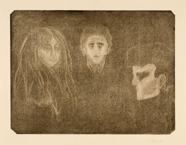 Edvard Munch : Drei Gesichter. Tragödie - Three Faces. ..., 1902