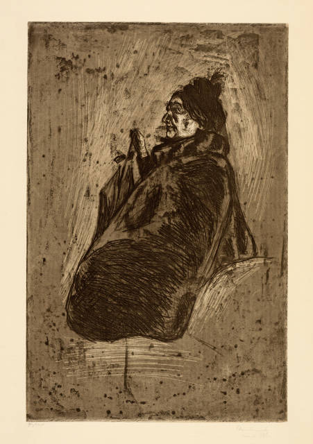 Edvard Munch : Alte Frau mit Schirm - Old Woman with ..., 1902