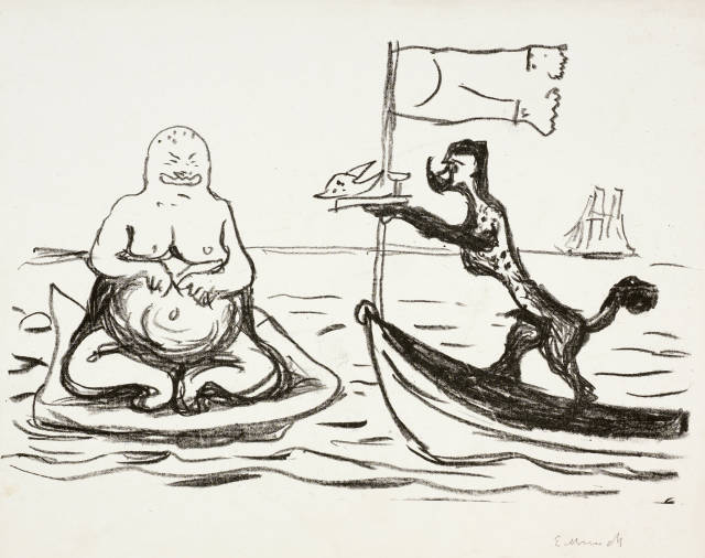 Edvard Munch : Karikatur: Der Pudel im Steven des Bootes - ..., 1903
