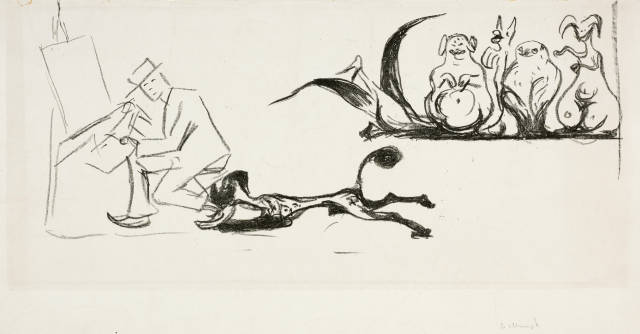 Edvard Munch : Karikatur: Der Überfall - Caricature: The ..., 1903