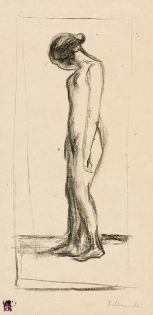 Edvard Munch : Trauernder Akt - Weeping Nude, 1908-1909