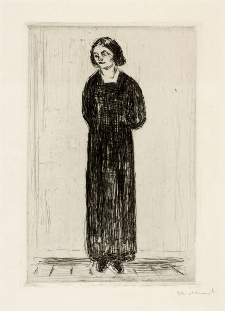 Edvard Munch : Frau im dunklen Kleid - Young Woman in Dark ..., 1913