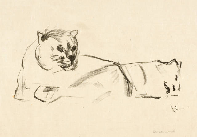Edvard Munch : Zwei liegende Löwen - Two Reclining Lions, 1913