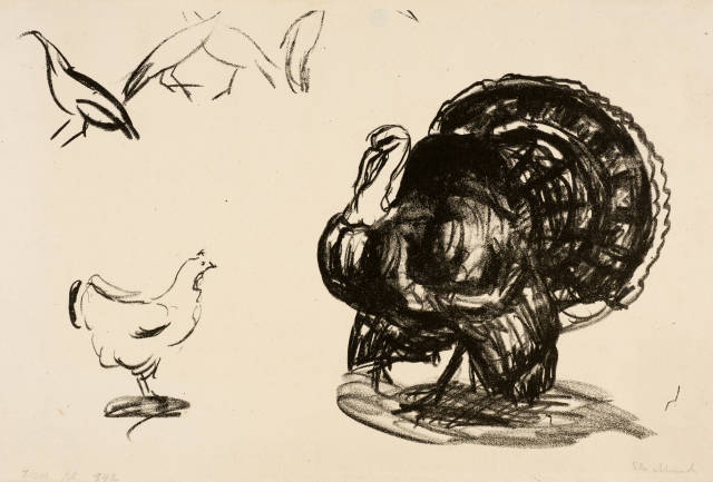 Edvard Munch : Truthahn, Hühner und Pfauen - Turkey, Hens ..., 1913