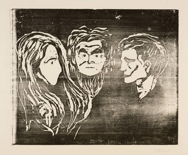 Edvard Munch : Drei Gesichter. Tragödie - Three Faces. ..., 1913