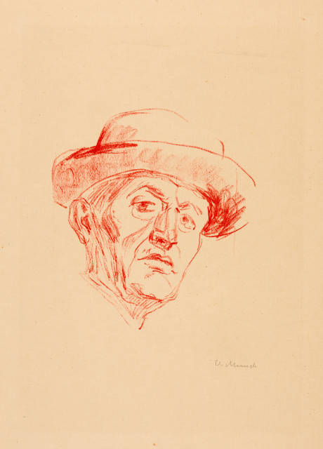 Edvard Munch : Selbstbildnis mit Hut I - Self-Portrait with ..., 1927