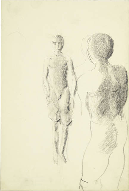 Otto Meyer-Amden : Entkleidung, Studie für zwei Figuren, Circa 1920