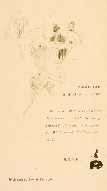 Henri de Toulouse-Lautrec : Invitation Mr and Mrs Alexandre Natanson, 1895, Edition 1895