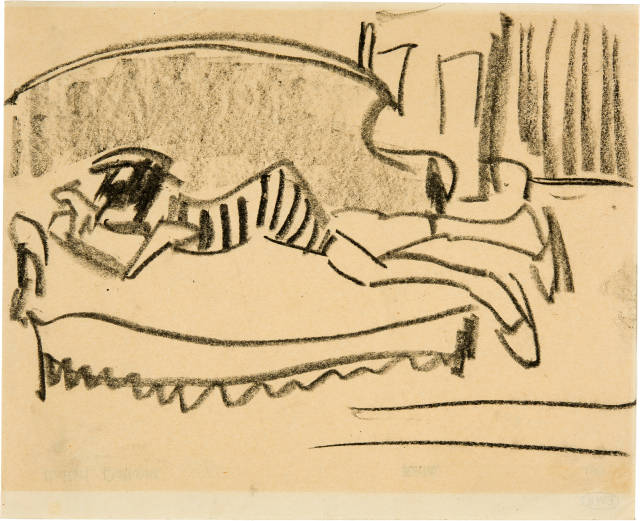 Ernst Ludwig Kirchner : Marcella auf dem Sofa, 1910
