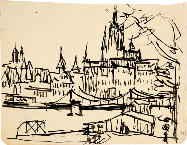Ernst Ludwig Kirchner : Der Frankfurter Dom, der eiserne Steg im ..., 1926