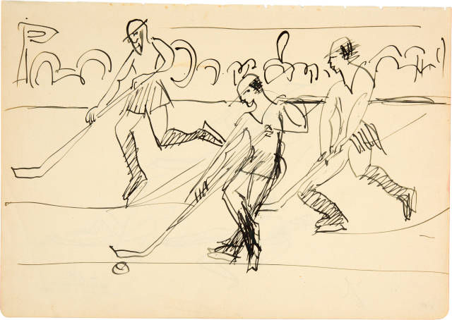 Ernst Ludwig Kirchner : Eishockeyspieler, rückseitig drei weitere ..., 1933/1934