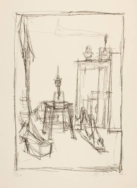 Alberto Giacometti : Sculptures et tableaux dans l’atelier dont ..., 1951, Edition 1954