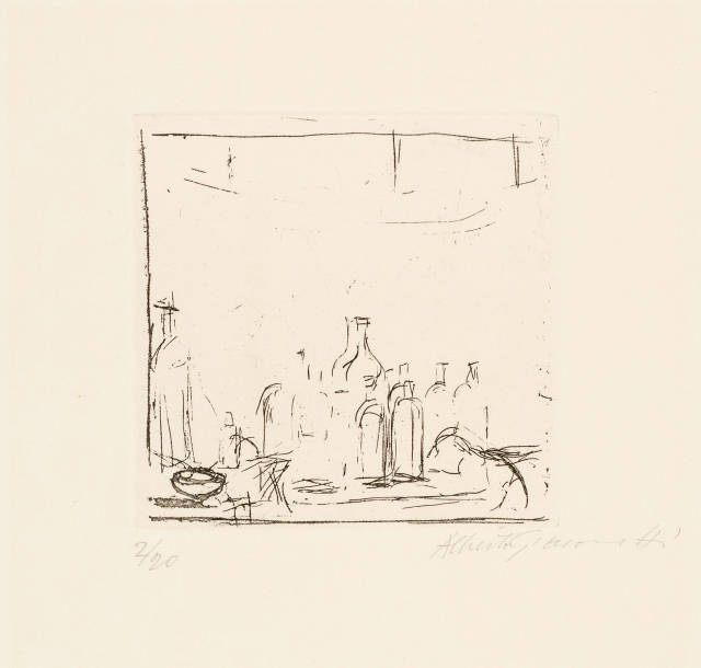 Alberto Giacometti : Bouteilles dans l’atelier I, 1956