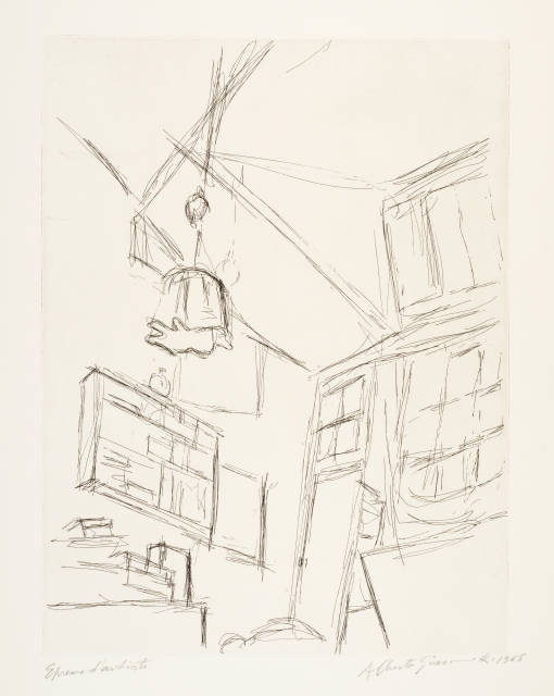 Alberto Giacometti : Vision depuis le lit dans la chambre rue ..., 1965
