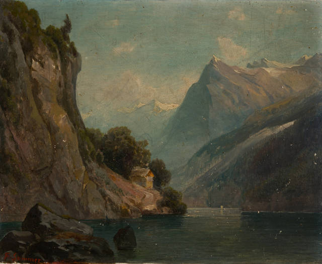 Ferdinand Sommer : Urnersee mit Blick auf den Urirotstock, Circa 1880