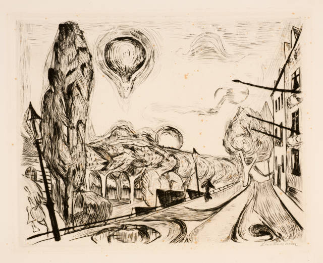 Max Beckmann  : Landschaft mit Ballon  , 1918
