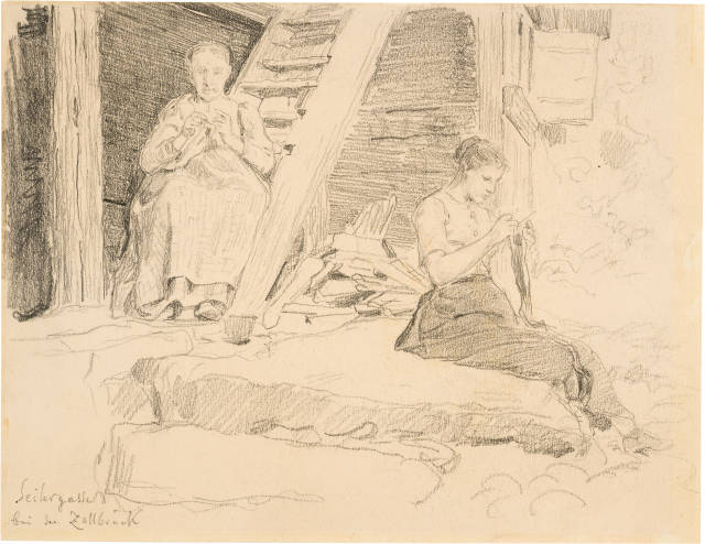Albert Anker : Strickende Frauen (Seilergasse bei der ...,  