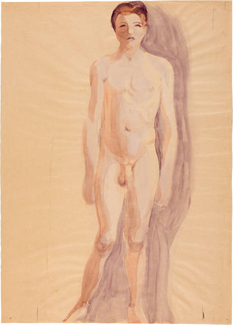 Otto Meyer-Amden : Knabenakt, vor violettem Hintergrund, 1928-1933