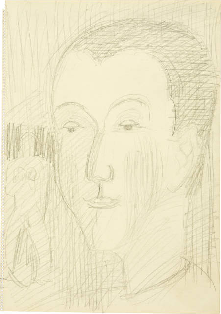 Ernst Ludwig Kirchner : Kopf Erna mit Frauenfigur, 1938