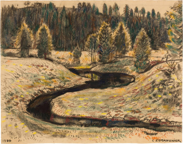 Charles L'Éplattenier : Landschaft mit Bachlauf im Jura, 1939