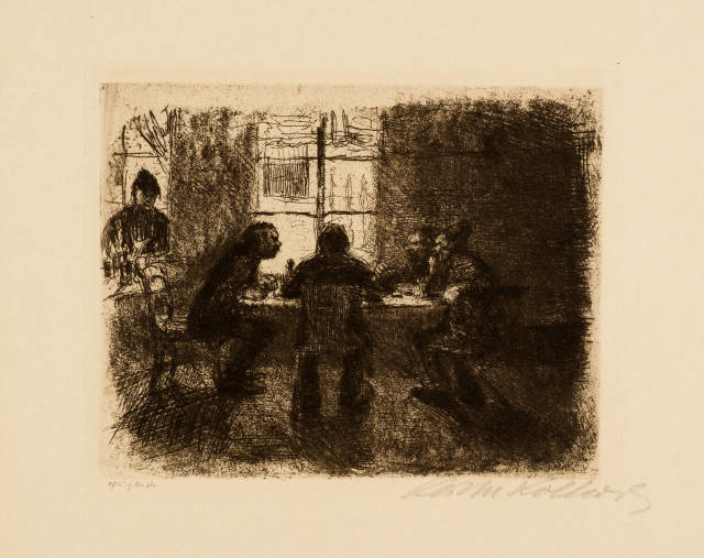 Käthe Kollwitz : Vier Männer in der Kneipe, Between 1892 and 1897