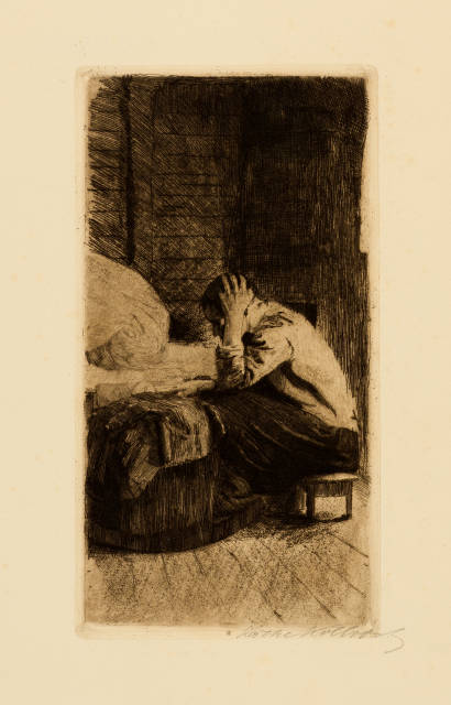 Käthe Kollwitz : Frau an der Wiege, Circa 1897