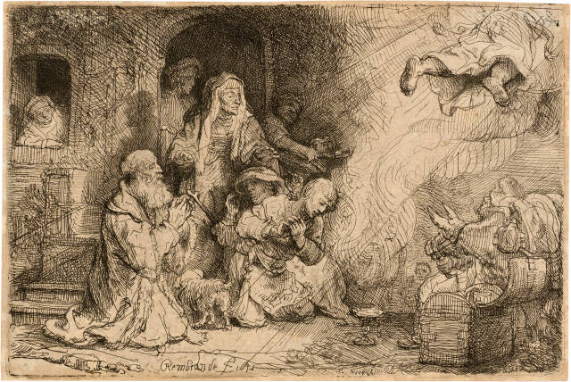 Rembrandt Harmensz. van Rijn : Der Engel verlässt die Familie des Tobias - ..., 1641