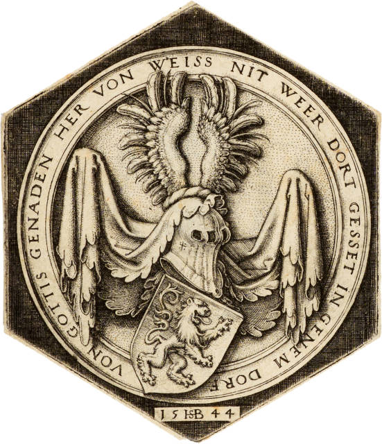 Hans Sebald Beham : Das Wappen mit dem steigenden Löwen, 1544