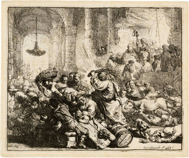 Rembrandt Harmensz. van Rijn : Christus die Händler aus dem Tempel ..., 1635