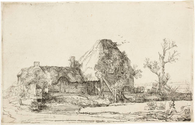 Rembrandt Harmensz. van Rijn : Die Landschaft mit dem Zeichner - Cottages ..., Circa 1641