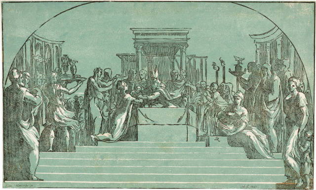 Conte Antonio Maria Zanetti d.Ä. : Die Darbringung im Tempel (nach Parmigianino)..., Circa 1741