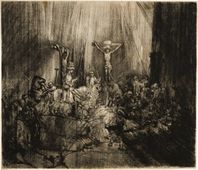 Rembrandt Harmensz. van Rijn : Die drei Kreuze - Christ Crucified Between ..., 1653-1655