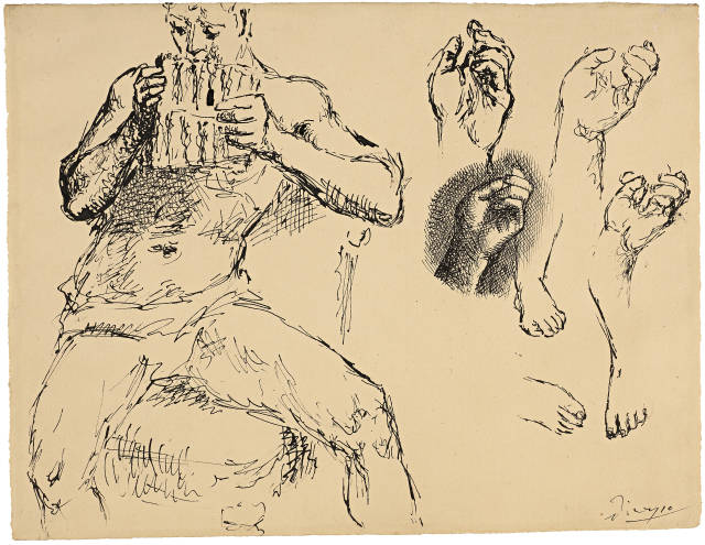 Pablo Picasso : Étude pour 'Joueur de flûte de Pan', 1923