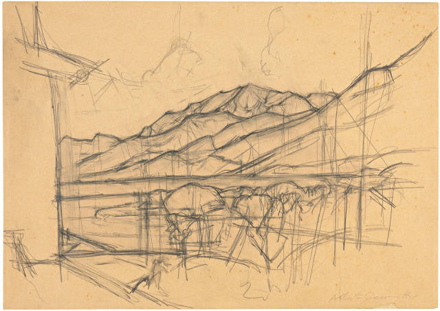 Alberto Giacometti : Le Lac de Sils depuis la maison des ..., 1942-1944