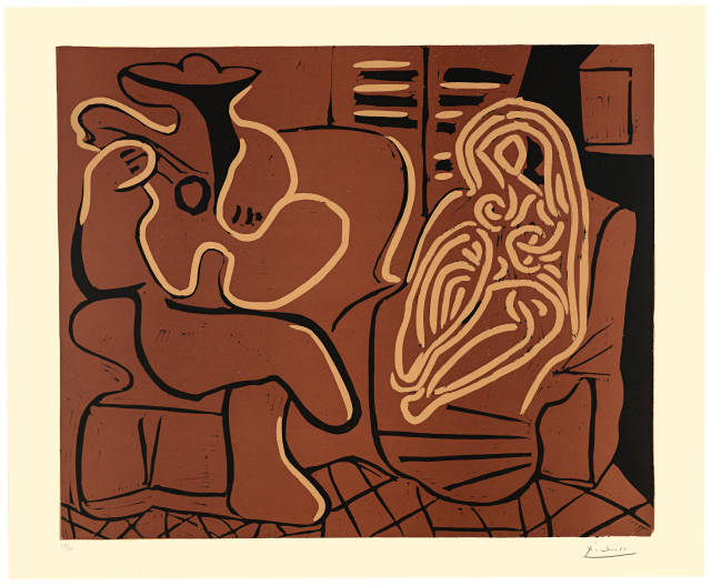 Pablo Picasso  : L'aubade, avec femme dans un fauteuil , Cannes, 9. September 1959 