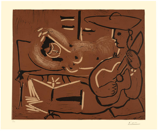 Pablo Picasso  : L'aubade, avec guitariste , Cannes, 21. September 1959 