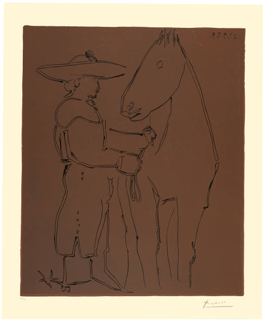 Pablo Picasso  : Picador debout avec son cheval , Cannes, 23. September 1959 