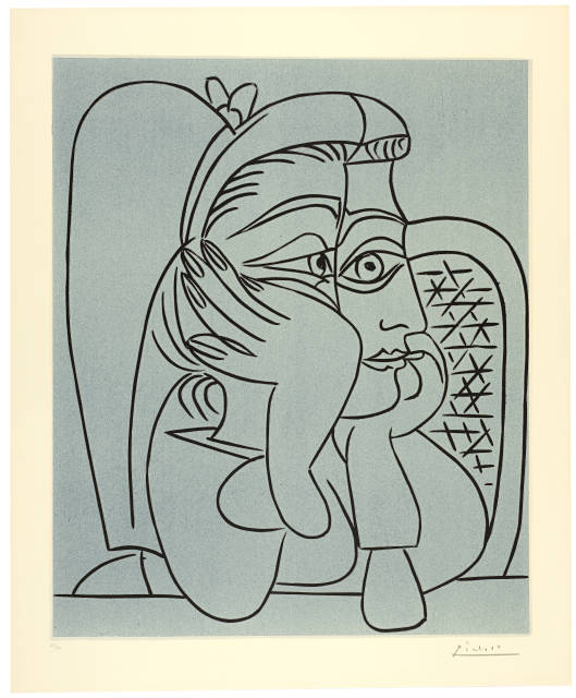 Pablo Picasso  : Portrait de Jacqueline accoudée , Cannes, 2. Oktober 1959 