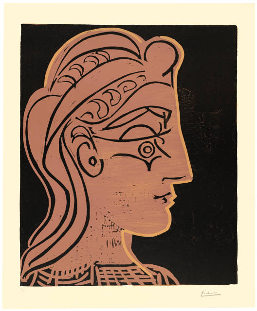 Pablo Picasso  : Tête de femme de profil , Cannes, 20. Oktober 1959 