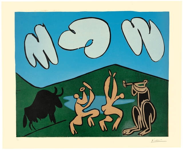 Pablo Picasso  : Bacchanale au taureau noir , Cannes, 16. November 1959 