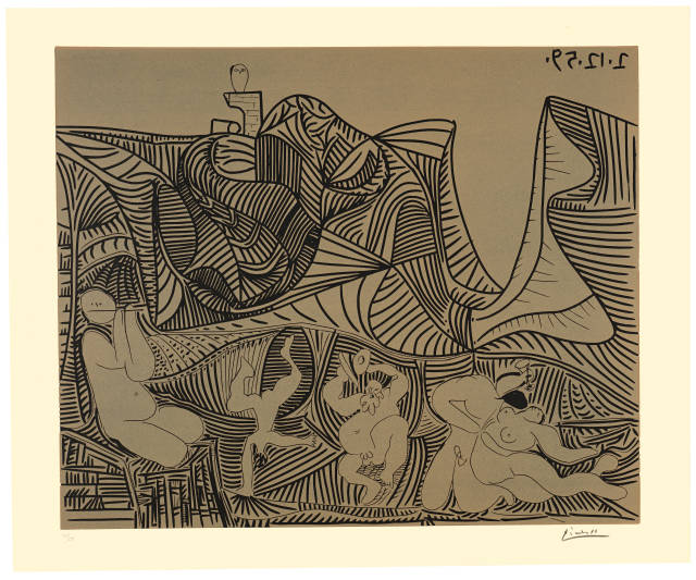 Pablo Picasso  : Bacchanale au hibou , Cannes, 2. Dezember 1959 