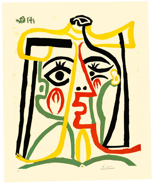 Pablo Picasso  : Portrait de Jacqueline au chapeau de paille , Mougins, 14. Januar 1962 