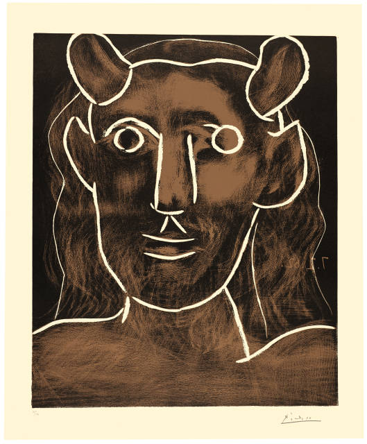 Pablo Picasso  : Tête de faune , Mougins, 7. Februar 1962 