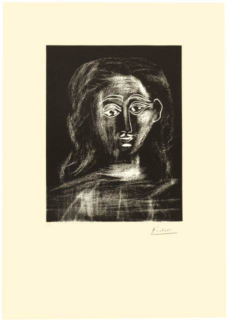 Pablo Picasso  : Jacqueline aux cheveux flous, en buste , Mougins, 12. Februar 1962 