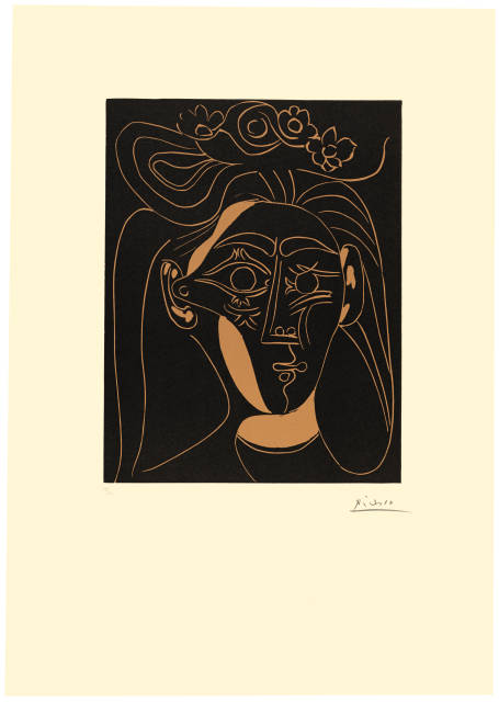 Pablo Picasso  : Jacqueline au chapeau à fleurs I , Mougins, 19. Februar 1962 