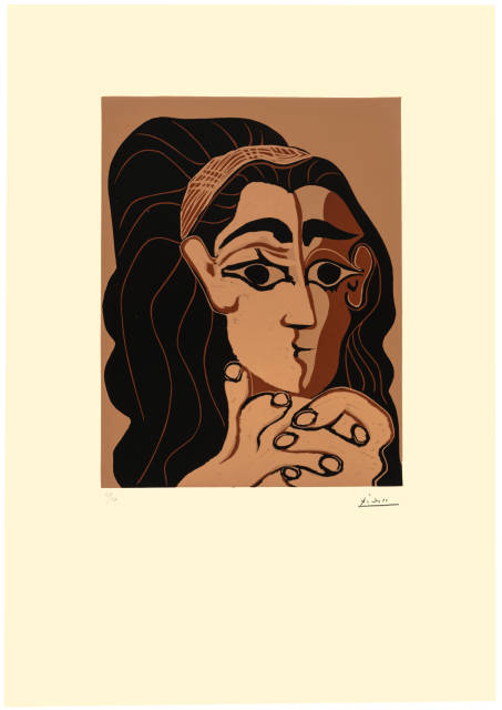 Pablo Picasso  : Portrait de Jacqueline au bandeau, accoudée , Mougins, 21. Februar 1962 