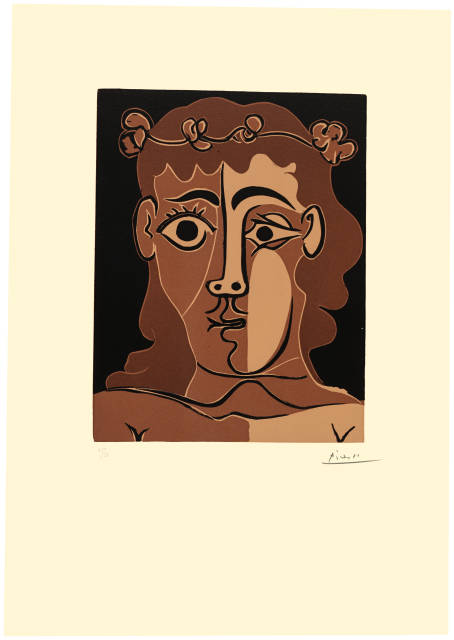 Pablo Picasso  : Jeune homme couronné de feuillage , Mougins, 1. März 1962 