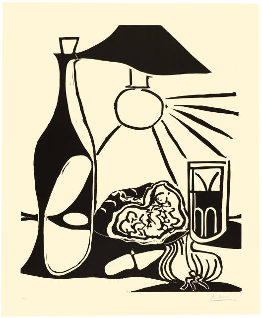 Pablo Picasso  : Nature morte au casse-croûte II , Mougins, 23. März und 18. April 1962 
