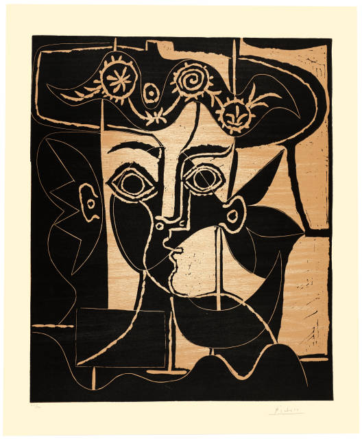 Pablo Picasso  : Grande tête de Jacqueline au chapeau , Mougins, 27. März 1962 